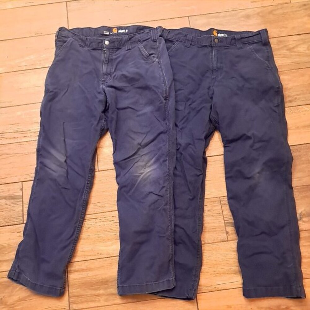 Carhartt‎ Work Pants Relaxed Fit sz 34x30 SET 2 pairs Navy blue faded distressed